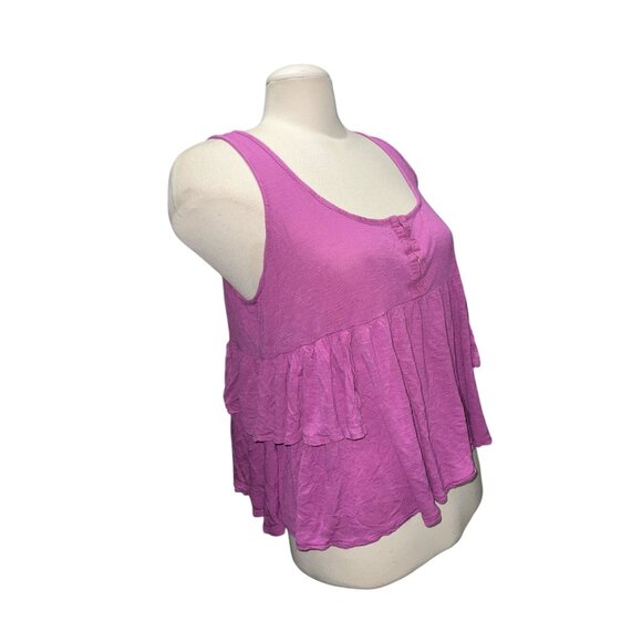 Xhilaration Womens Sleeveless Pink Ruffled Scoop Neck Tank Top Sz Large Purple - Picture 11 of 11